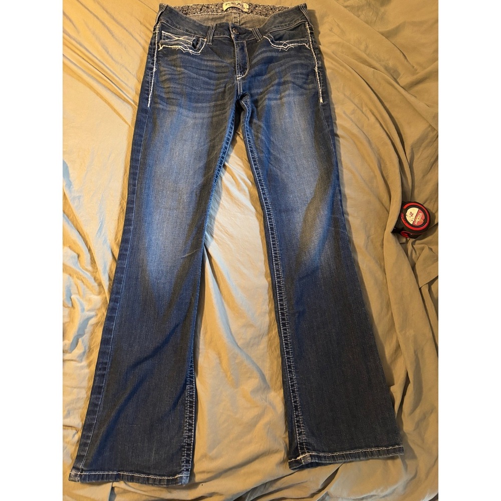 Ariat REAL Denim Womens Bootcut Jeans Medium Wash Contrast Stitch 31 Inseam
